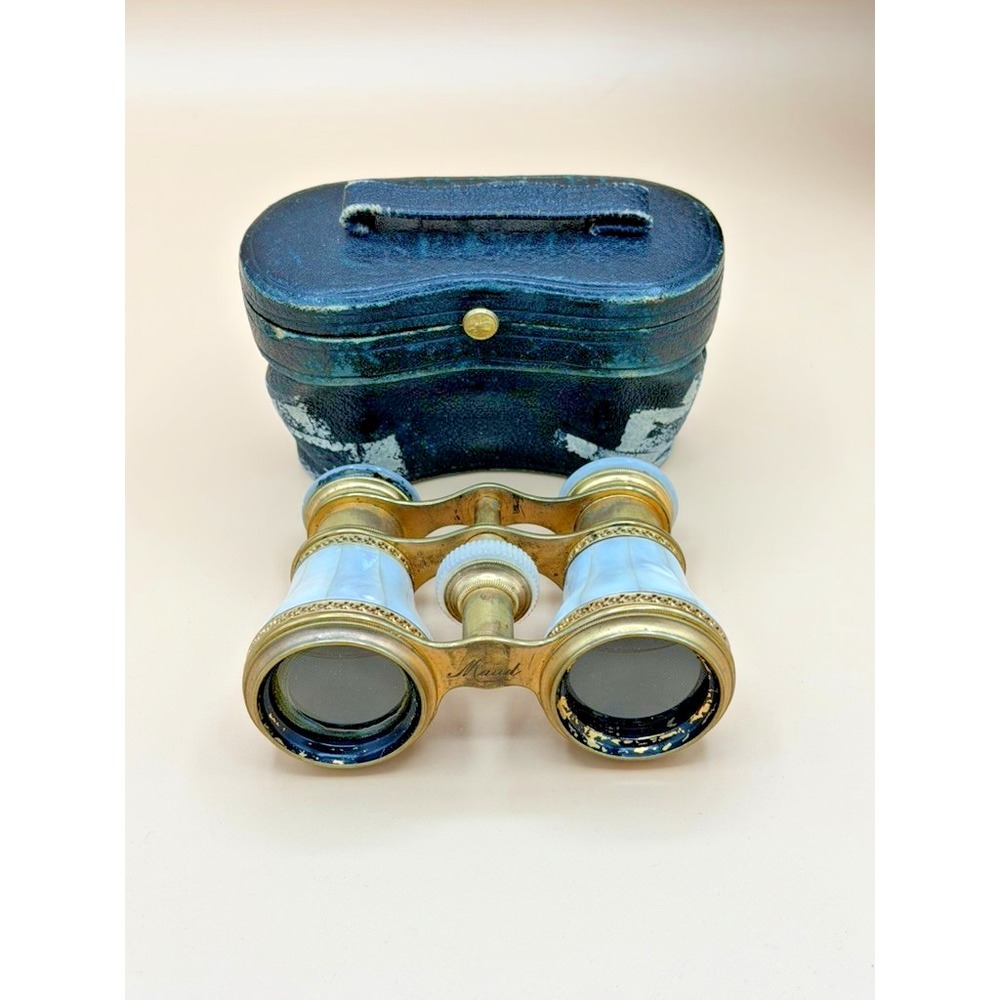 Antique Geo H Doerr Spokane Paris Mother of Pearl Opera Glasses w/ Case